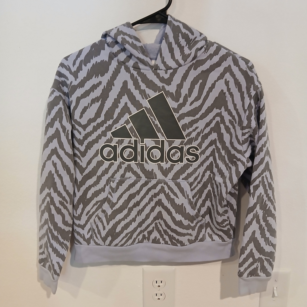 Adidas Gray Zebra Print Hoodie